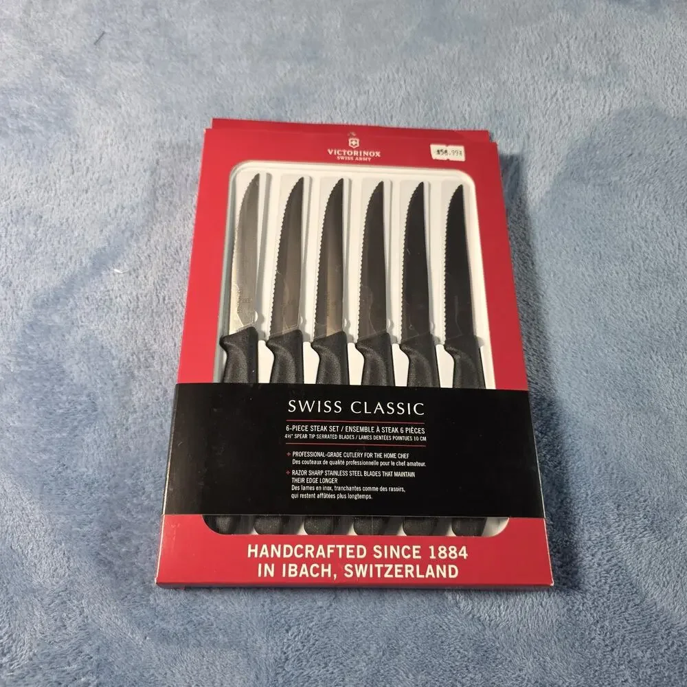 Victorinox Swiss Classic 6-Piece Steak Knife Set 4.5” Serrated Black Swiss